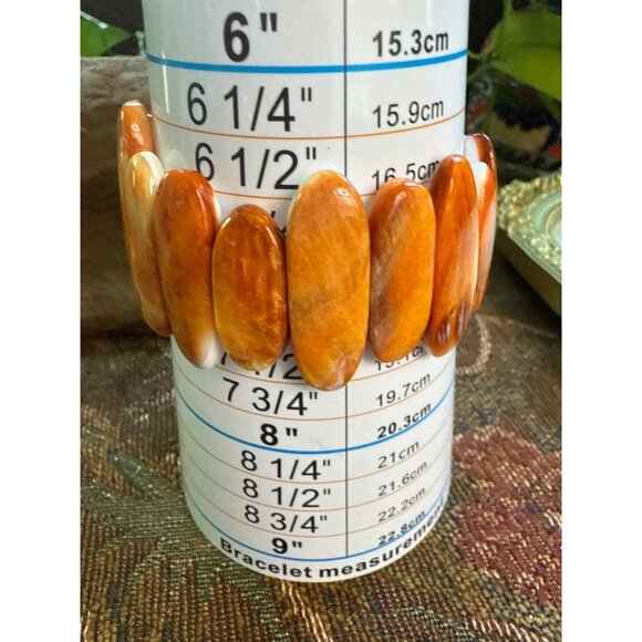 Navajo Native American Spiny Oyster Shell Stretch Bracelet - Picture 3 of 4